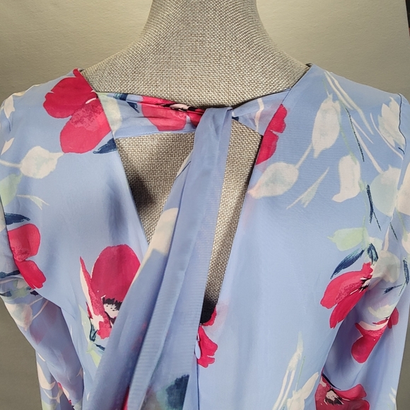 INC International Concepts Size XS Shift Dress Blue Pink Floral Long Sleeve - Picture 9 of 12